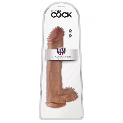 Фаллоимитатор-мулат на присоске 13" Cock with Balls - 35,6 см.