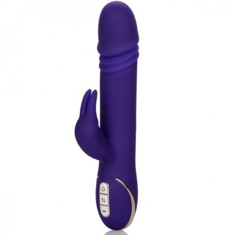 Фиолетовый вибратор с поступательным движением Jack Rabbit Signature Silicone Thrusting Rabbit - 20 см.